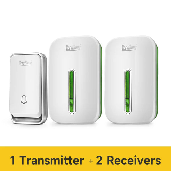 Self-Powered Wireless Doorbell No Battery Needed, 100dB Loud Chime, 120m Range, Waterproof (IP44), 52 Melodies