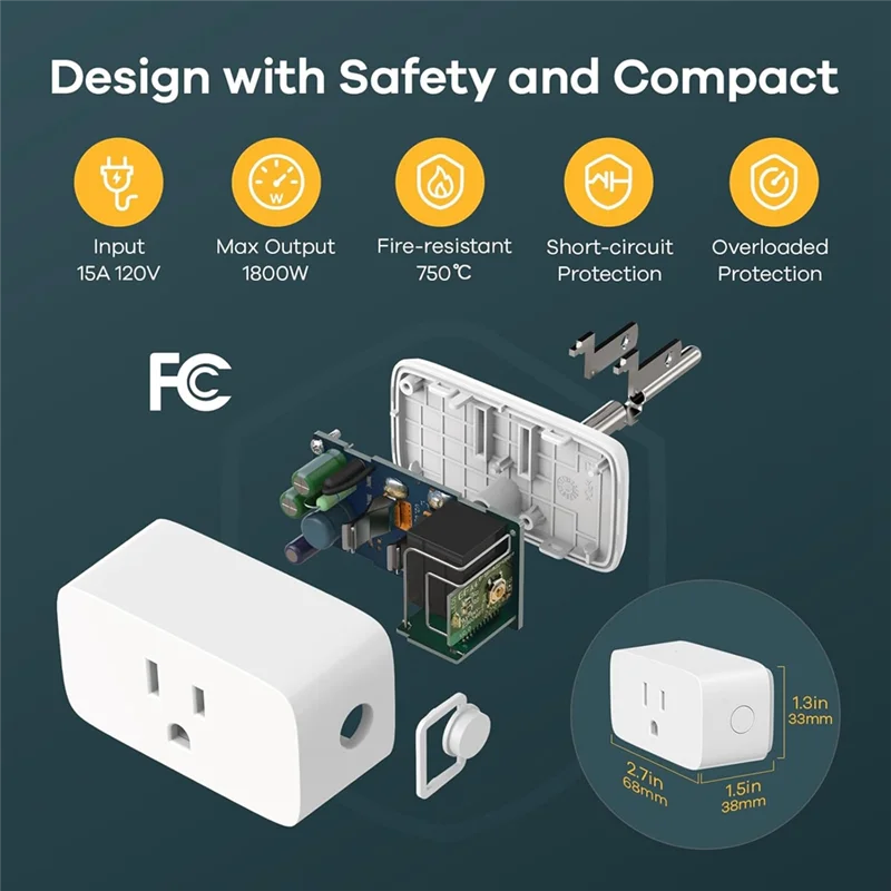 HLZS-Smart Plug, Work With Automation, APP Remote Control Timer&Schedule,4 Pack US Plug
