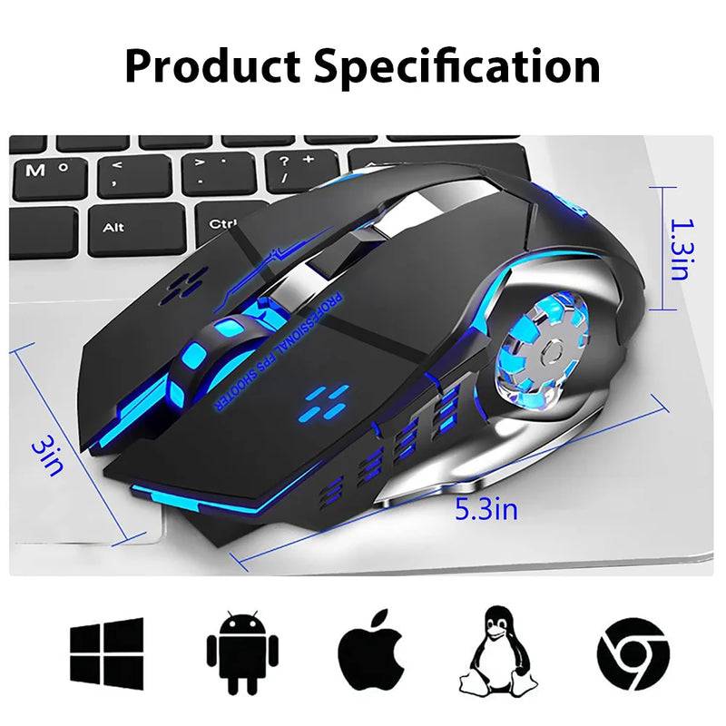 Wireless Gaming Mouse – 2.4G & Bluetooth, RGB, Rechargeable