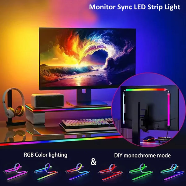 Smart Gaming LED Strip Light Computer Sync Light Strip Monitor RGB Screen LED Backlight Pickup  for Gaming Room Atmosphere Decor