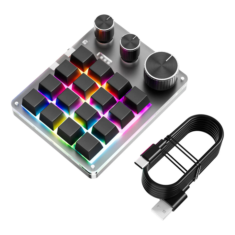 16 Keys 3 Knobs Mechanical Gaming Keyboard USB Wired Bluetooth/ Wireless Programming Macro Mini Keyboard Custom Hot-swap Keypad