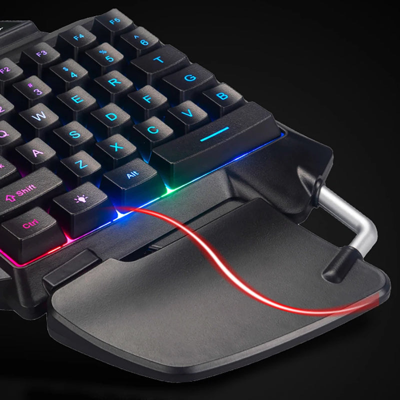 One-Handed Gaming Keyboard Ergonomic LED RGB Backlit Portable Mini Gaming Keypad Game Controller for PC PS4 Xbox Game