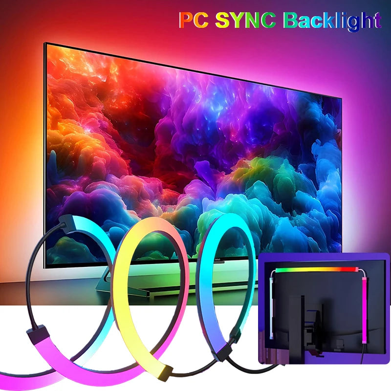 Gaming Lights Computer Screen SYNC Lights Strip Smart Ambient Lighting PC Display Backlight Software Control RGB DIY Light Game