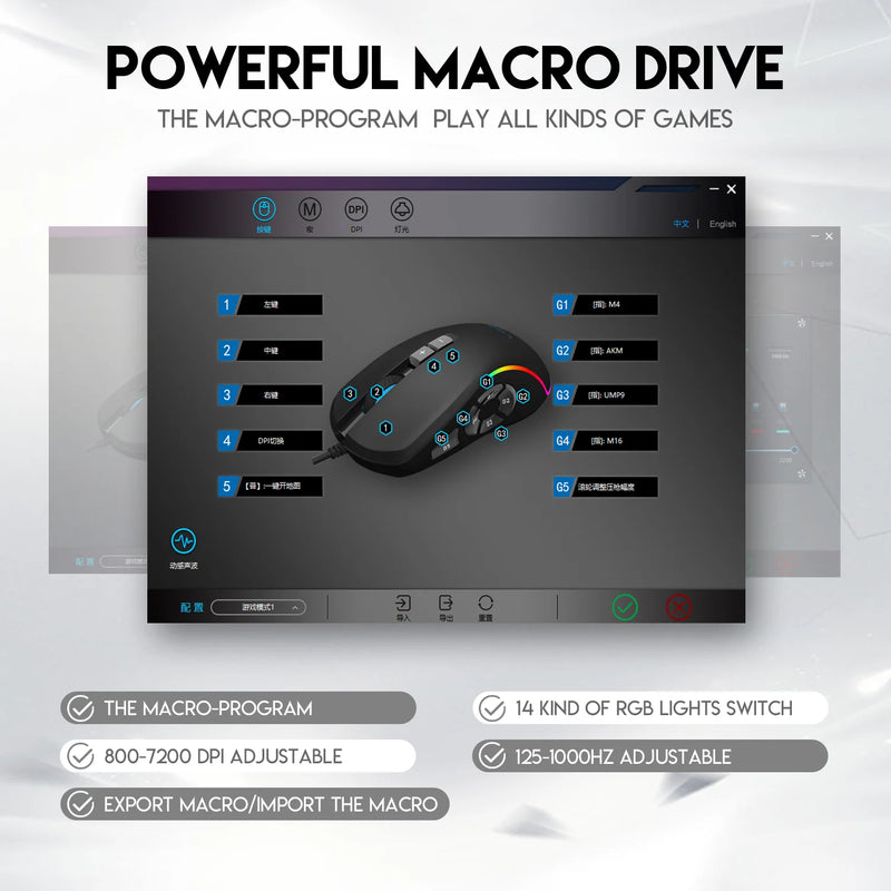 RGB Wired Gaming Mouse – 12,800 DPI, 10 Programmable Buttons