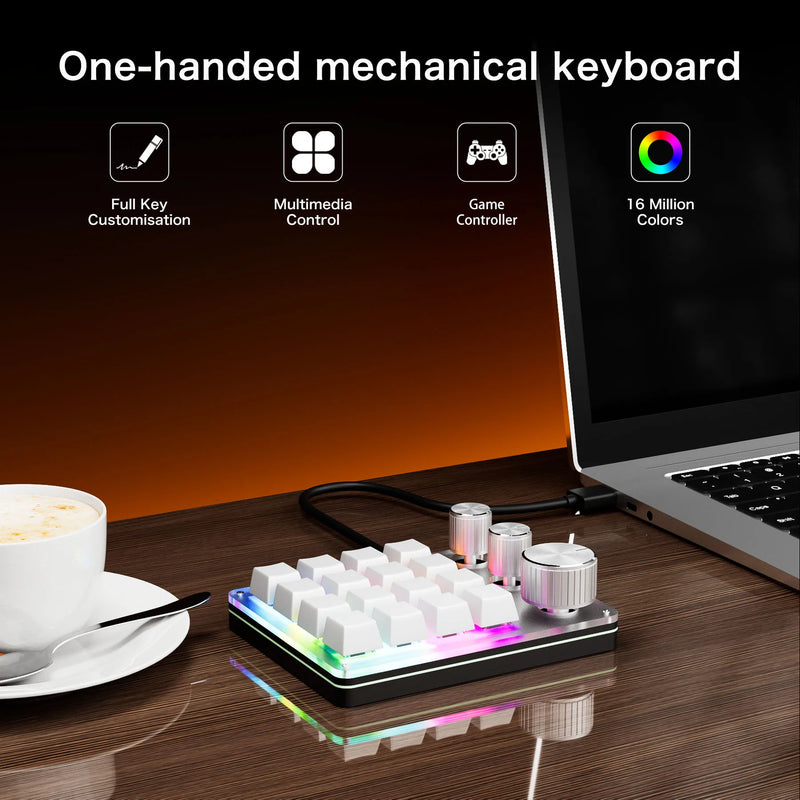 16 Keys 3 Knobs Mechanical Gaming Keyboard USB Wired Bluetooth/ Wireless Programming Macro Mini Keyboard Custom Hot-swap Keypad