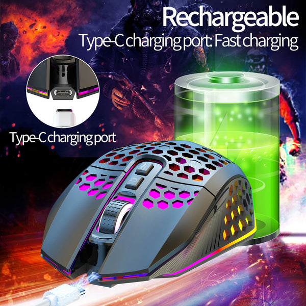 Precision Wireless Gaming Mouse – Ergonomic, RGB, Type-C Recharge