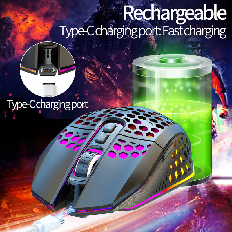 Precision Wireless Gaming Mouse – Ergonomic, RGB, Type-C Recharge