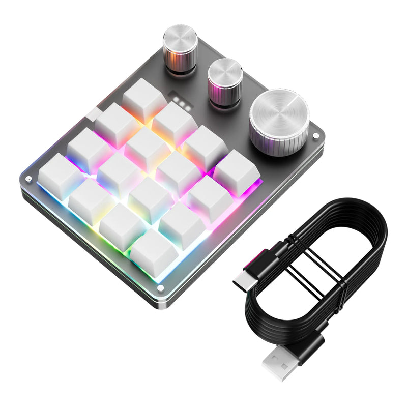 16 Keys 3 Knobs Mechanical Gaming Keyboard USB Wired Bluetooth/ Wireless Programming Macro Mini Keyboard Custom Hot-swap Keypad