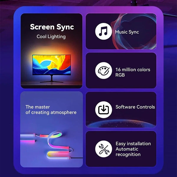Smart Gaming LED Strip Light Computer Sync Light Strip Monitor RGB Screen LED Backlight Pickup  for Gaming Room Atmosphere Decor