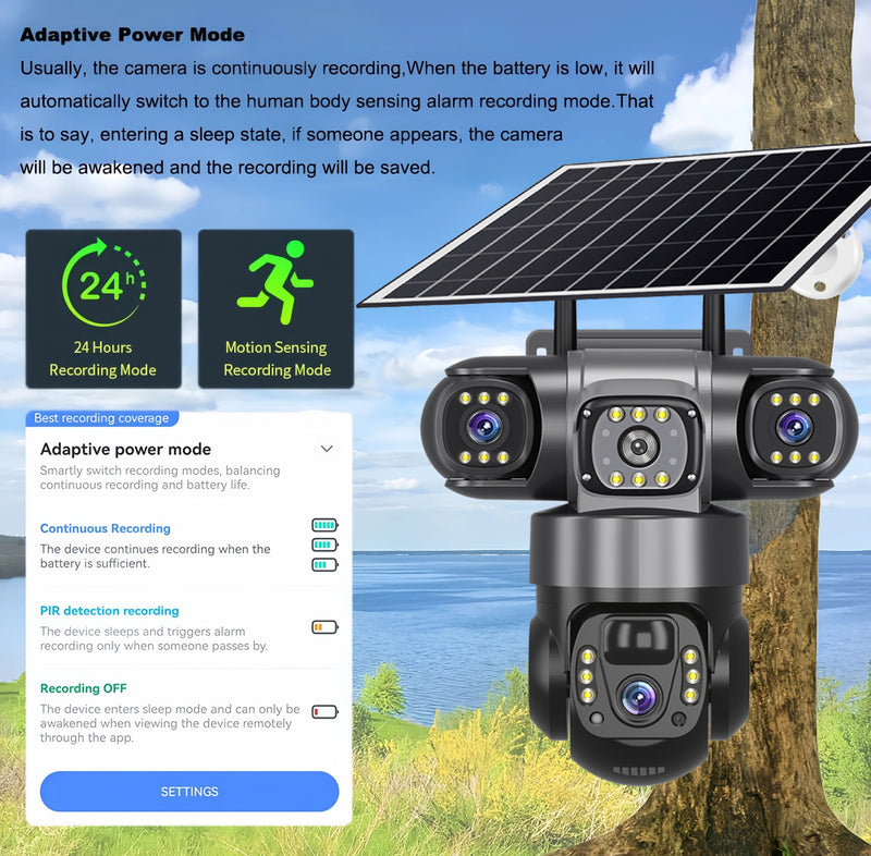 Security Camera 12MP Solar Camera Home Security 4G Camera PTZ 360° Outdoor CCTV with Color Night Vision Motion Sensor Alarms