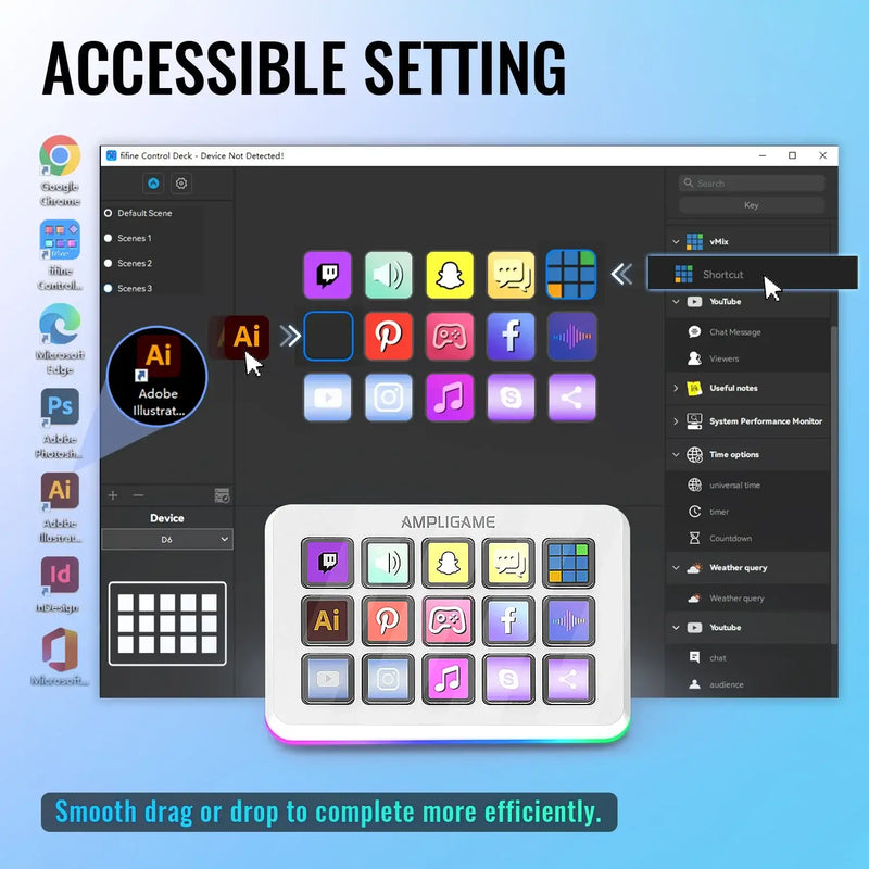 FIFINE D6 Stream Controller – 15-Key Programmable Deck