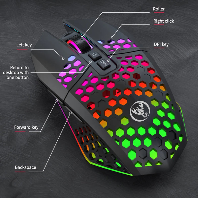 Precision Wireless Gaming Mouse – Ergonomic, RGB, Type-C Recharge