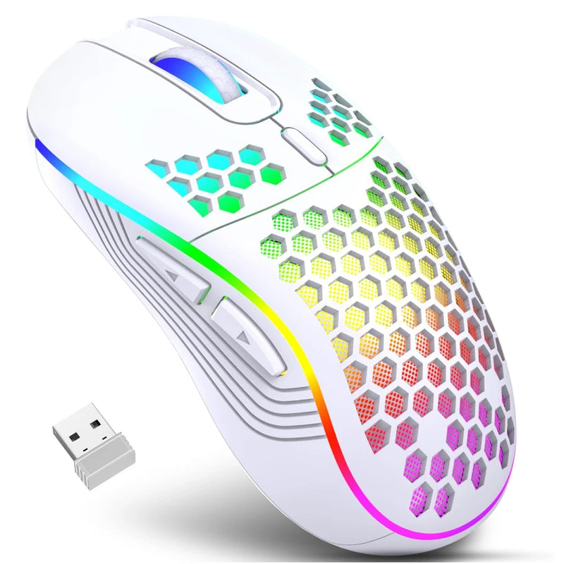 Wireless RGB Gaming Mouse – 2.4G, Adjustable DPI, Honeycomb Design