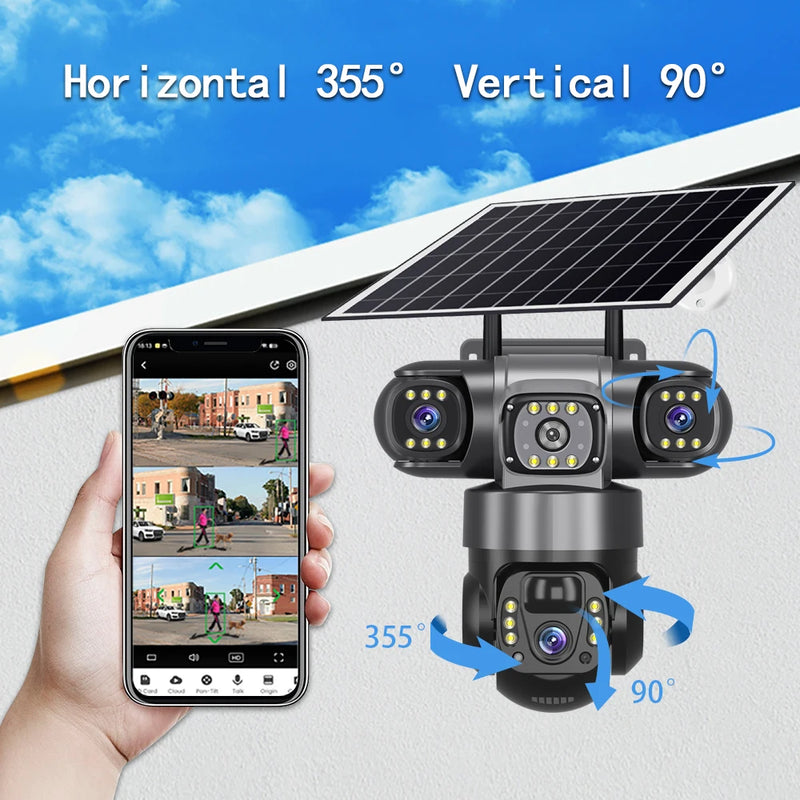 Security Camera 12MP Solar Camera Home Security 4G Camera PTZ 360° Outdoor CCTV with Color Night Vision Motion Sensor Alarms