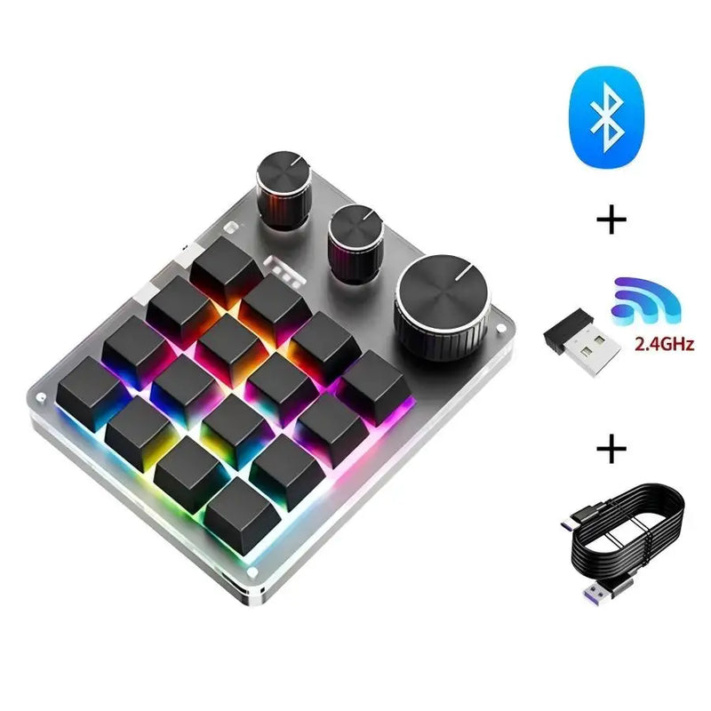 16 Keys 3 Knobs Mechanical Gaming Keyboard USB Wired Bluetooth/ Wireless Programming Macro Mini Keyboard Custom Hot-swap Keypad