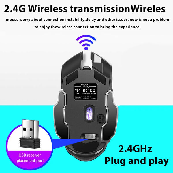 Wireless Gaming Mouse – 2.4G & Bluetooth, RGB, Rechargeable