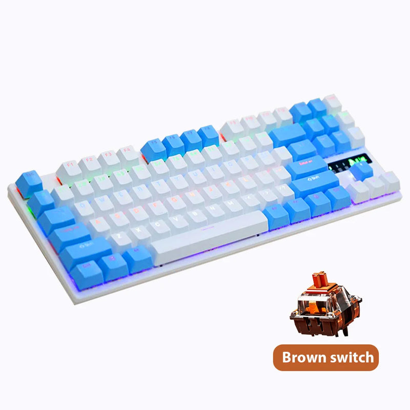 87 Key Gaming Keyboard Red Brown Blue Switch Wired Keyboard For PC Laptop Office Hot-Swappable Color Backlit Mechanical Keyboard