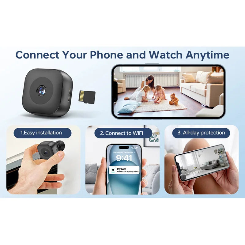 Security Camera 4K Mini Full Color Night Vision High Definition WiFi Monitor Waterproof Motion Detect Surveillance