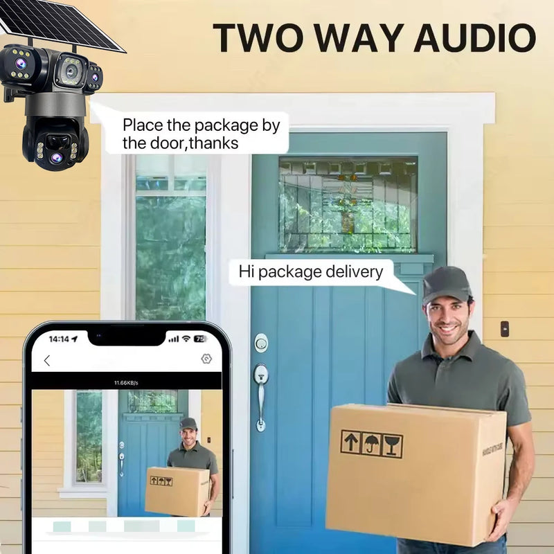 Security Camera 12MP Solar Camera Home Security 4G Camera PTZ 360° Outdoor CCTV with Color Night Vision Motion Sensor Alarms