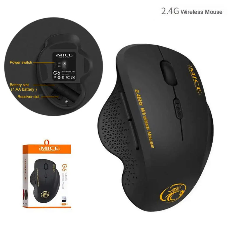 iMICE Wireless Gaming Mouse – 2.4GHz, 1600 DPI, Ergonomic