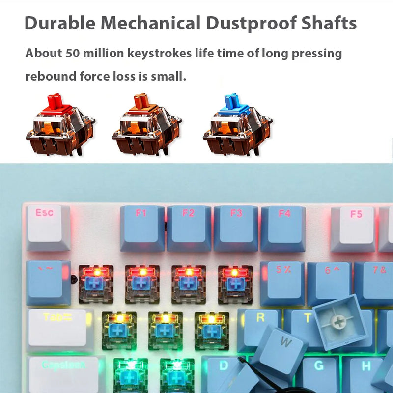 87 Key Gaming Keyboard Red Brown Blue Switch Wired Keyboard For PC Laptop Office Hot-Swappable Color Backlit Mechanical Keyboard