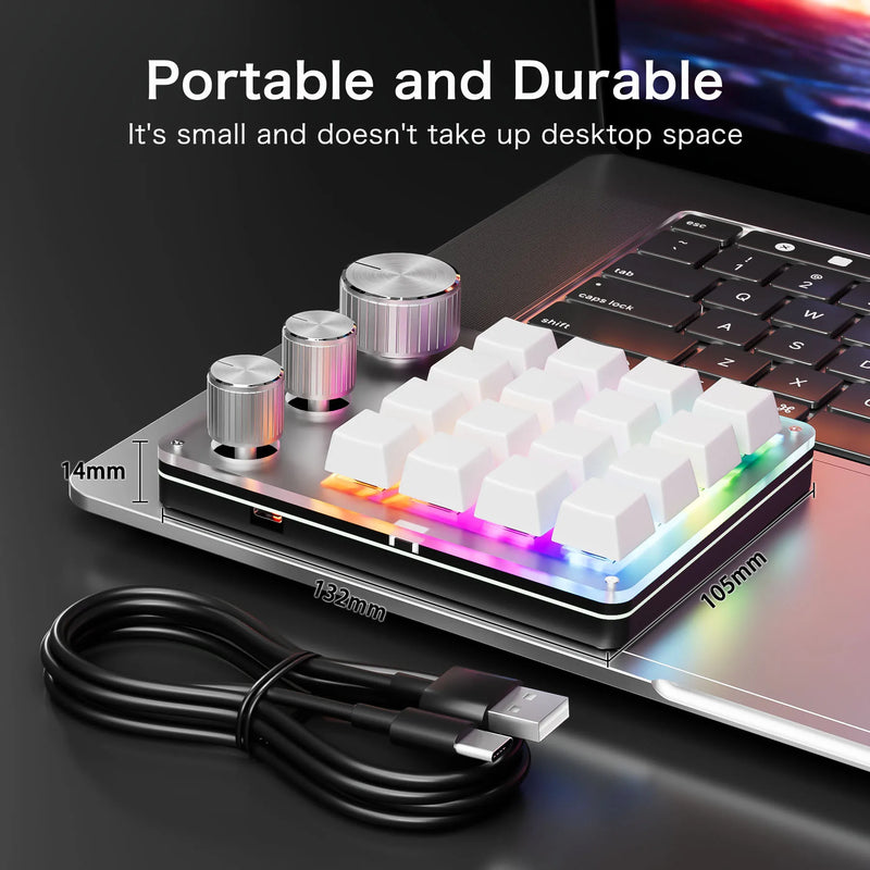 16 Keys 3 Knobs Mechanical Gaming Keyboard USB Wired Bluetooth/ Wireless Programming Macro Mini Keyboard Custom Hot-swap Keypad
