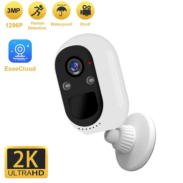Security Cameras Wireless Outdoor, 2K 3MP Battery Powered WiFi Security Camera with Spotlight Siren, 2-Way Audio, Waterproof