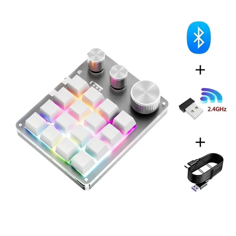 16 Keys 3 Knobs Mechanical Gaming Keyboard USB Wired Bluetooth/ Wireless Programming Macro Mini Keyboard Custom Hot-swap Keypad