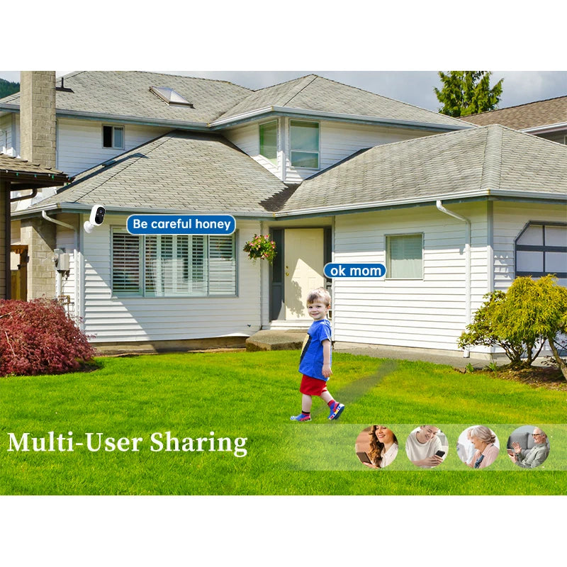 Security Cameras Wireless Outdoor, 2K 3MP Battery Powered WiFi Security Camera with Spotlight Siren, 2-Way Audio, Waterproof