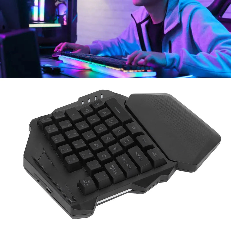 One Handed Gaming Keyboard 2.4G Wireless RGB Lighting ABS 35 Keys Gaming Keyboard for Computer Mini Mechanical Keyboard
