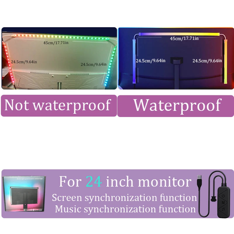 Gaming Lights Computer Screen SYNC Lights Strip Smart Ambient Lighting PC Display Backlight Software Control RGB DIY Light Game