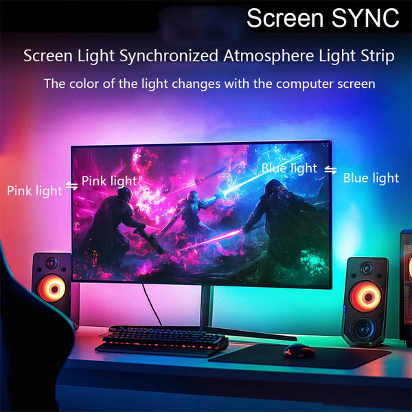 Gaming Lights Computer Screen SYNC Lights Strip Smart Ambient Lighting PC Display Backlight Software Control RGB DIY Light Game