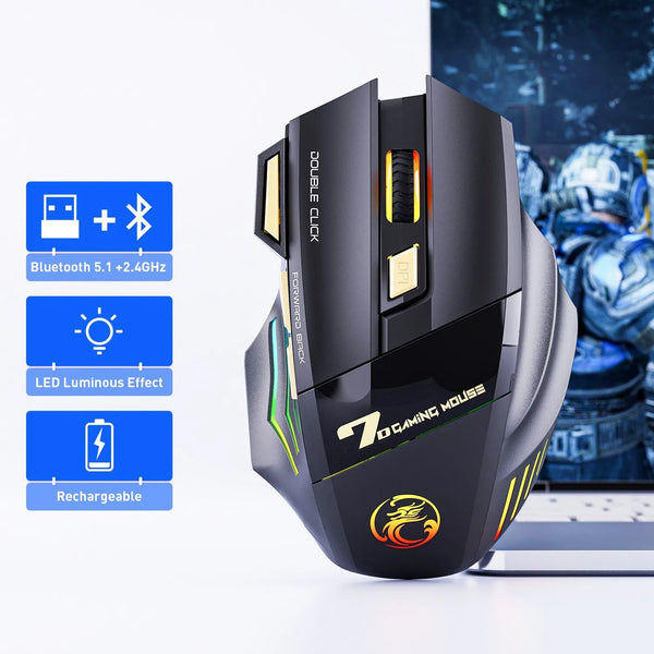 iMICE GW-X7 Wireless Gaming Mouse – 3200 DPI, Dual Mode, 7 Keys