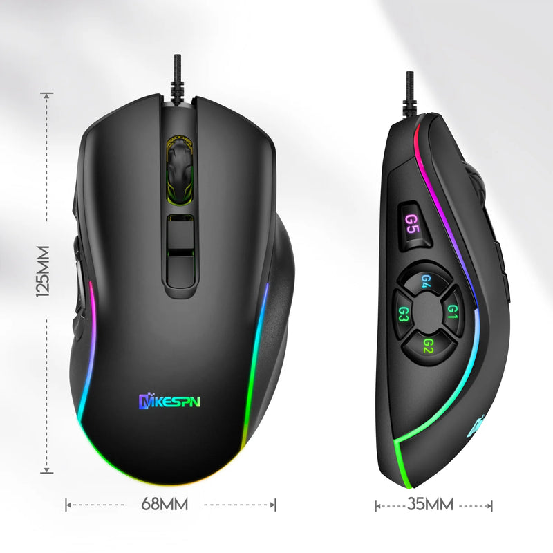RGB Wired Gaming Mouse – 12,800 DPI, 10 Programmable Buttons