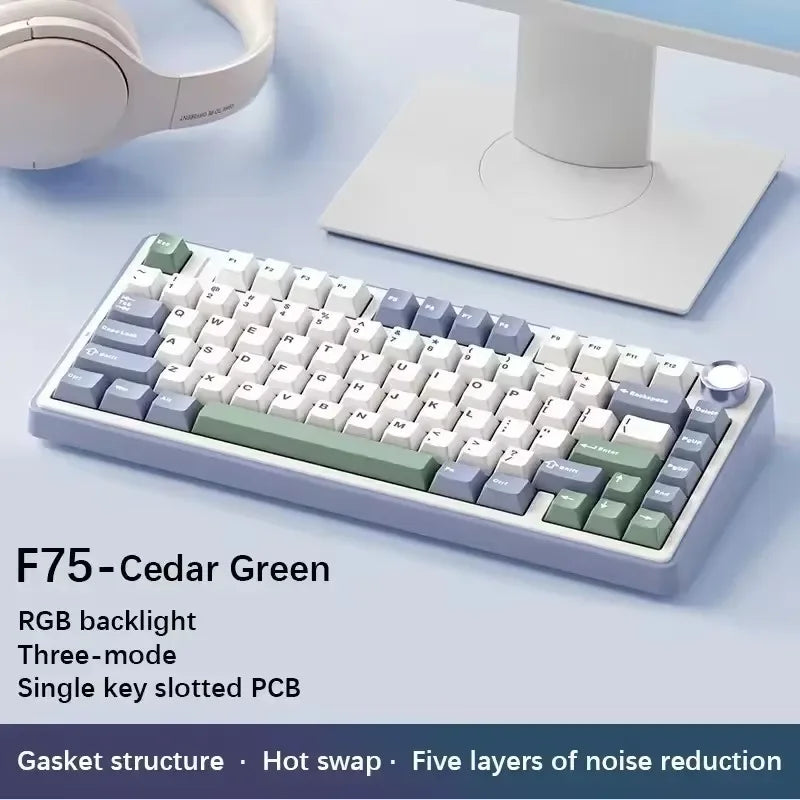 AULA F75/S75Pro Gaming Keyboard 2.4G Wireless/Bluetooth/Wired RGB Customized 75% Layout OEM Profile Gasket Structure Keyboard