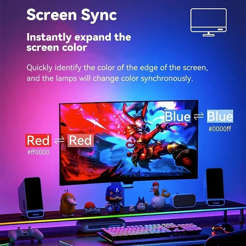 Smart Gaming LED Strip Light Computer Sync Light Strip Monitor RGB Screen LED Backlight Pickup  for Gaming Room Atmosphere Decor