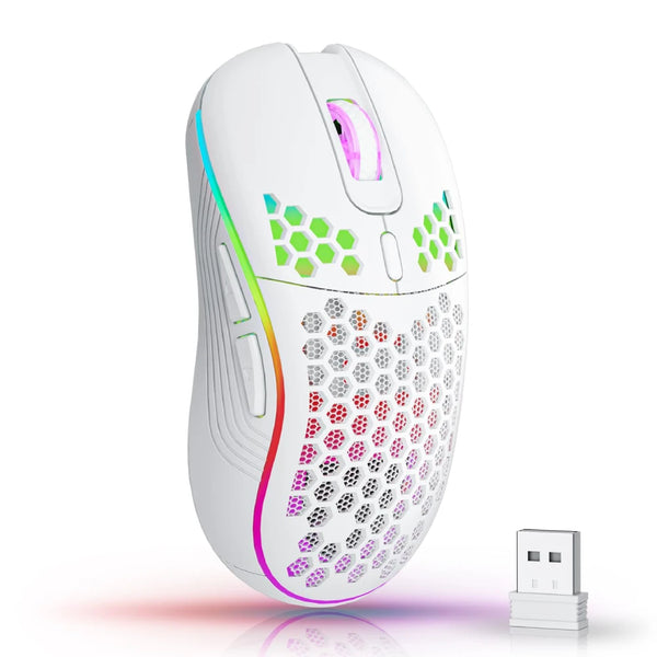Wireless RGB Gaming Mouse – 2.4G, Adjustable DPI, Honeycomb Design