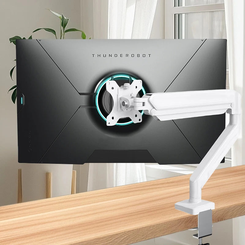 Single Monitor Mount for 13″–32″ Screens, Height Adjustable Monitor Arm with C-Clamp & Grommet Base, Home Office Monitor Stand