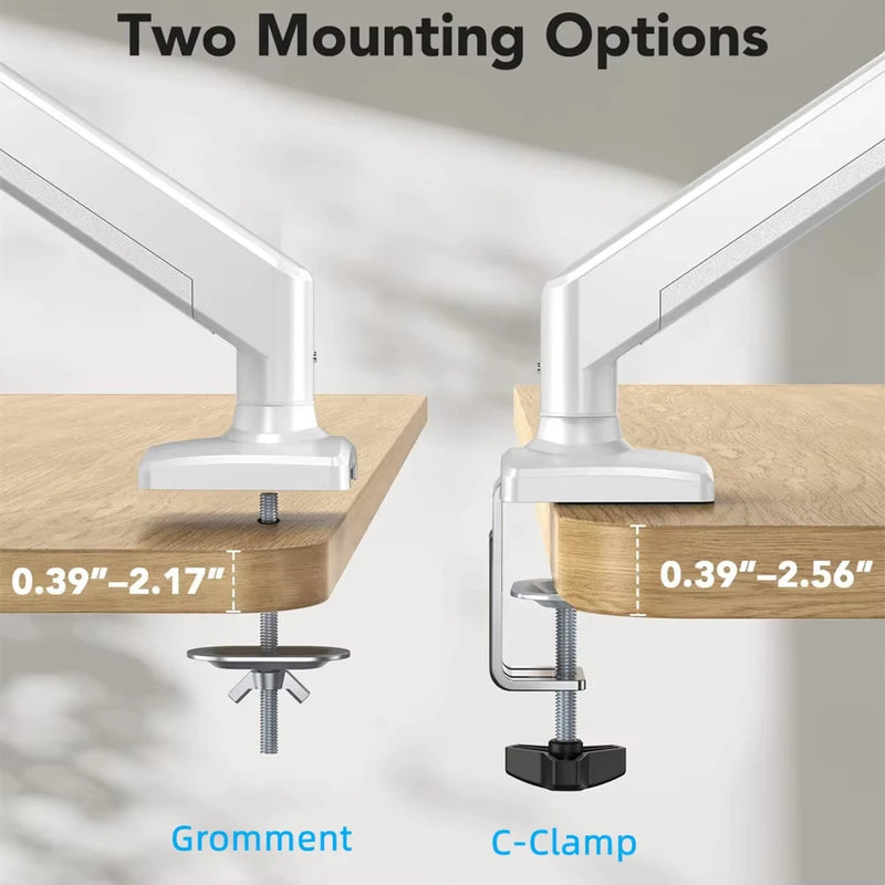 Single Monitor Mount for 13″–32″ Screens, Height Adjustable Monitor Arm with C-Clamp & Grommet Base, Home Office Monitor Stand