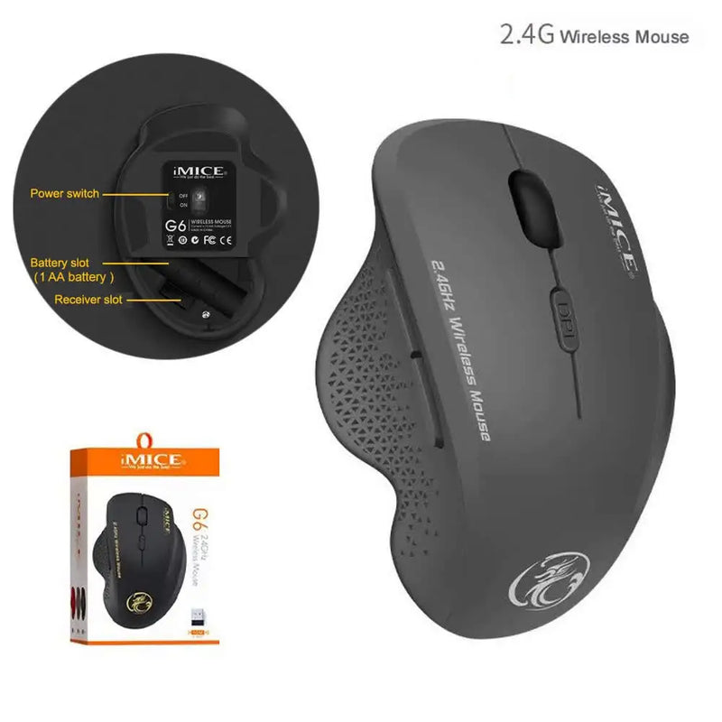 iMICE Wireless Gaming Mouse – 2.4GHz, 1600 DPI, Ergonomic
