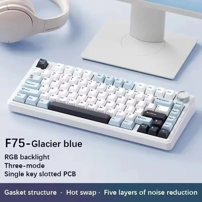 AULA F75/S75Pro Gaming Keyboard 2.4G Wireless/Bluetooth/Wired RGB Customized 75% Layout OEM Profile Gasket Structure Keyboard