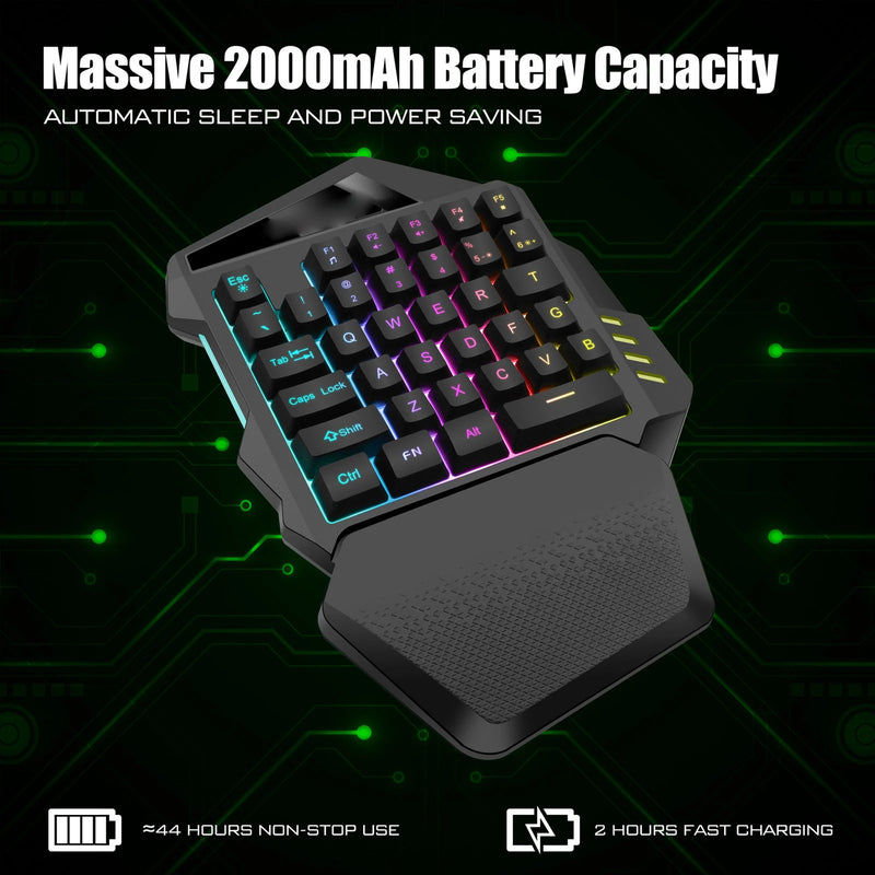 One Handed Gaming Keyboard 2.4G Wireless RGB Lighting ABS 35 Keys Gaming Keyboard for Computer Mini Mechanical Keyboard