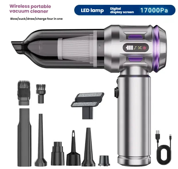 Car vacuum cleaner: multi-functional, handheld, brushless, dual-purpose, all-in-one, suitable for home use, with inflation and d