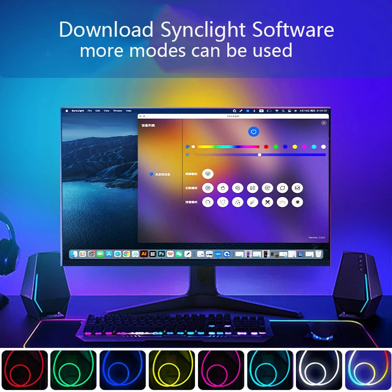Gaming Lights Computer Screen SYNC Lights Strip Smart Ambient Lighting PC Display Backlight Software Control RGB DIY Light Game
